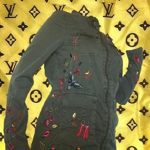 army green embroidered jacket